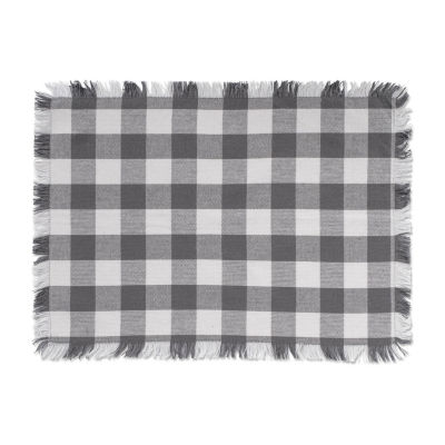 Design Imports Gray Heavyweight Check Fringed 6-pc. Table Linen Set