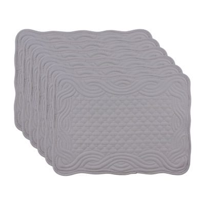 Design Imports Gray Quilted Farmhouse 6pc. Placemats, Color Gray