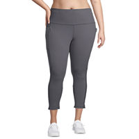 Xersion Train Running High Rise Quick Dry Plus Workout Capris, 0x, Gray
