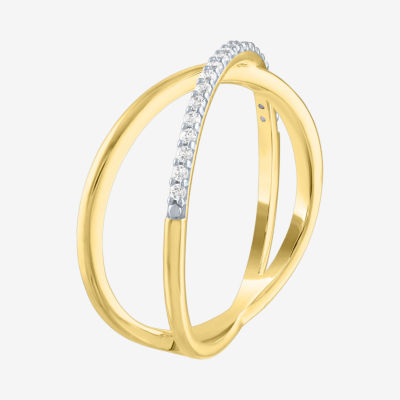 (G-H / Si2-I1) Womens 1/10 CT. T.W. Lab Grown White Diamond 10K Gold Delicate Cocktail Ring