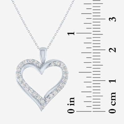 G-H / Si2-I1) Womens 1/ CT. T.W. Lab Grown White Diamond 10K White Gold Heart Pendant Necklace