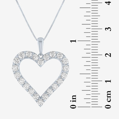 (G-H / Si2-I1) Womens 1 1/4 CT. T.W. Lab Grown White Diamond 10K White Gold Heart Pendant Necklace