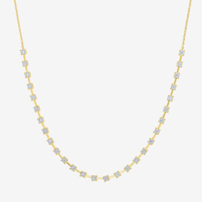 Diamond Addiction Womens White Diamond 14K Gold Over Silver Sterling Silver 18 Inch Tennis Necklace