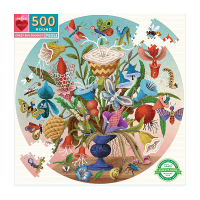 Eeboo Piece And Love Crazy Bug Bouquet 500 Piece Round Jigsaw 500-pc. Puzzle