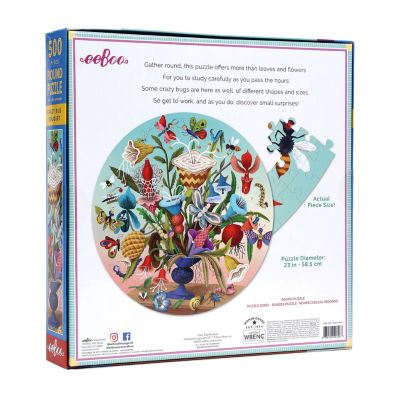 Eeboo Piece And Love Crazy Bug Bouquet 500 Piece Round Jigsaw 500-pc. Puzzle