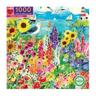 Eeboo Piece And Love Seagull Garden 1000  Piece Rectangular Adult Jigsaw 1000-pc. Puzzle