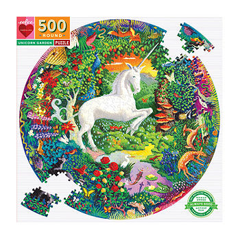 eeBoo 500 Piece Round Puzzle Unicorn Garden