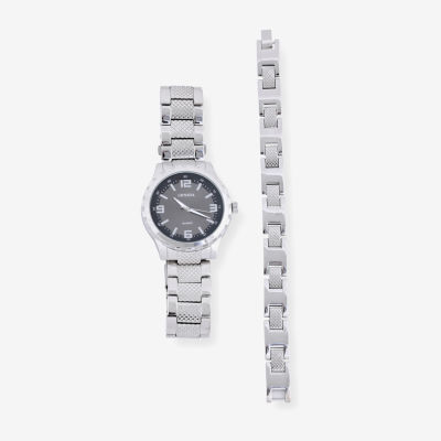 Geneva Womens Silver Tone Stainless Steel 2-pc. Watch Boxed Set Mac8080jc