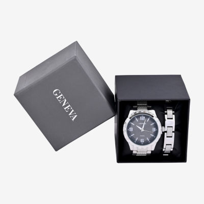 Geneva Womens Silver Tone Stainless Steel 2-pc. Watch Boxed Set Mac8080jc