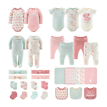 The Peanutshell 0-3m Floral Elephant Baby Unisex 30-pc. Baby Clothing Set,  Color: Blue Pink - JCPenney
