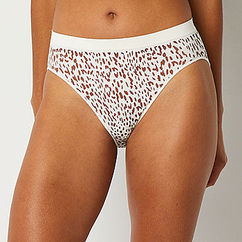 Womens Seamless Underwear No Show Panties Soft Stretch Hipster Bikini  Underwears 3-pack, White Leopard, L