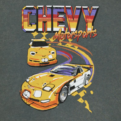 Juniors Chevy Motor Sports Oversized Womens Crew Neck Short Sleeve Graphic T-Shirt