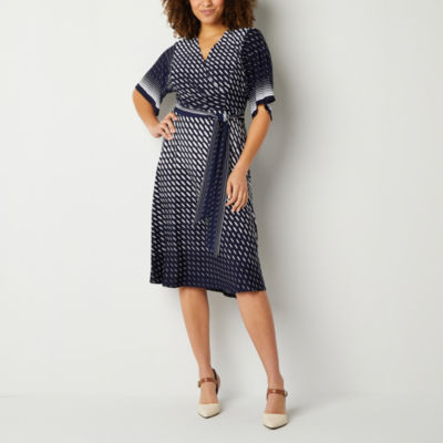 Studio 1 Short Sleeve Midi Shift Dress