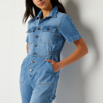 a.n.a Denim Utility Short Sleeve Jumpsuit