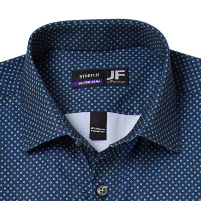 J. Ferrar 360 Performance Mens Super Slim Fit Stretch Fabric Long Sleeve Dress Shirt