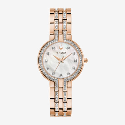 Bulova Classic Crystal Unisex Adult Crystal Accent Rose Goldtone Stainless Steel 2-pc. Watch Boxed Set 98x135