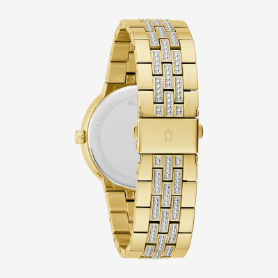 Bulova Crystal Mens Gold Tone Stainless Steel 2-pc. Watch Boxed Set 98k113
