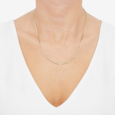 14K Gold Inch Solid Curb Chain Necklace