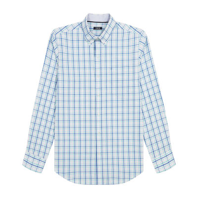 IZOD Big and Tall Mens Classic Fit Long Sleeve Plaid Button-Down Shirt