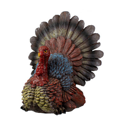 Northlight 11" Brown  Red And Blue Fall Turkey Figurine Thanksgiving Tabletop Decor