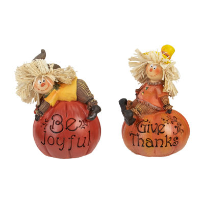 Northlight Scarecrow On A Pumpkin Figures 2-pc. Thanksgiving Tabletop Decor