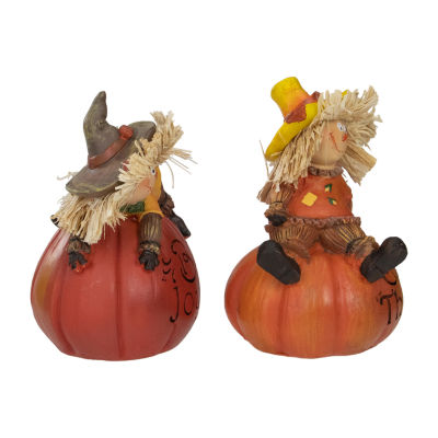 Northlight Scarecrow On A Pumpkin Figures 2-pc. Thanksgiving Tabletop Decor