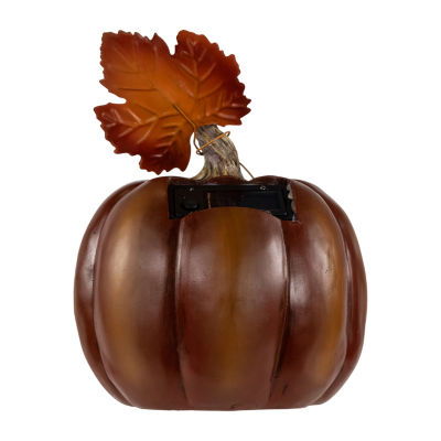 Northlight "8"" Lighted Solar Powered Floral Fall Harvest Pumpkin Outdoor Decoration" Thanksgiving Yard Art
