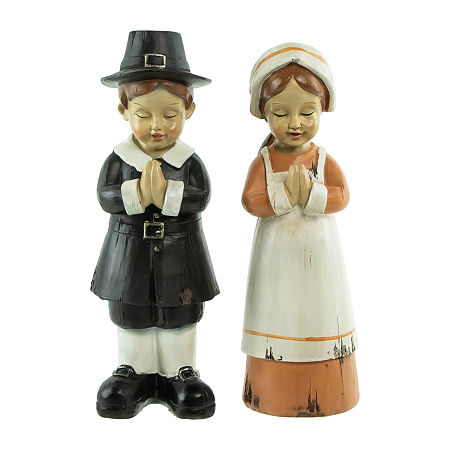 Northlight 9 Praying Pilgrim Children Fall Figures 2-pc. Thanksgiving Tabletop Decor, One Size, Black