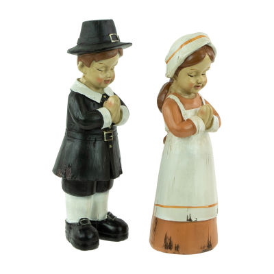 Northlight 9" Praying Pilgrim Children Fall Figures 2-pc. Thanksgiving Tabletop Decor