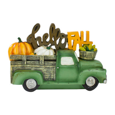 Northlight 11.25" Green Truck Hello Fall Autumn Harvest Thanksgiving Tabletop Decor