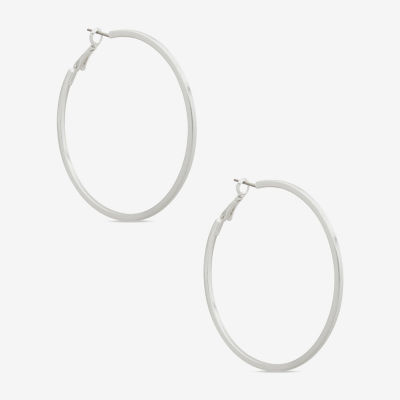a.n.a Silver Tone Stainless Steel 57.6mm Hoop Earrings