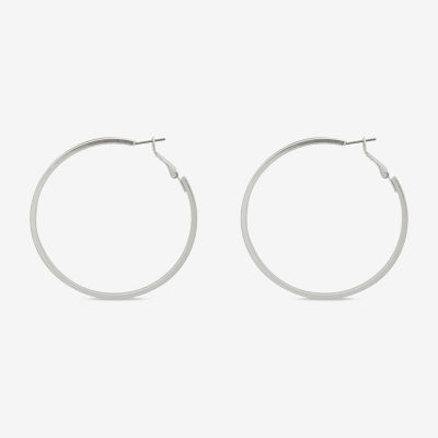 a.n.a Silver Tone Stainless Steel 57.6mm Hoop Earrings