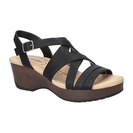 Easy Works By Easy Street Womens Rosella Wedge Sandals, 11 Medium, Black