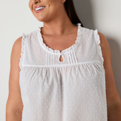 Adonna Womens Keyhole Neck Sleeveless Plus Nightgown