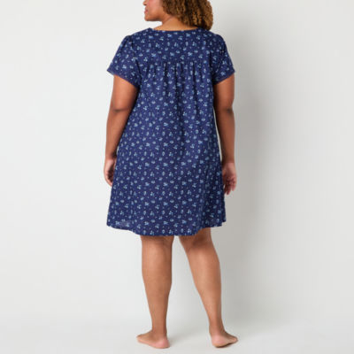 Adonna Womens Crew Neck Short Sleeve Plus Nightgown