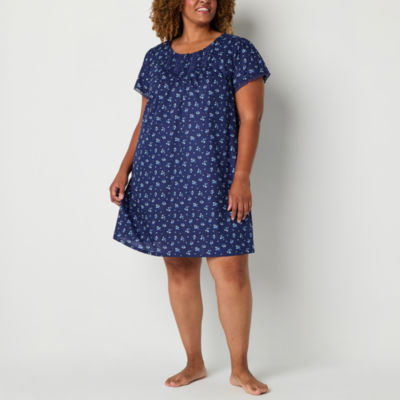 Adonna Womens Crew Neck Short Sleeve Plus Nightgown