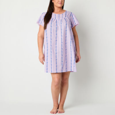 Adonna Womens Plus Short Sleeve Crew Neck Nightgown