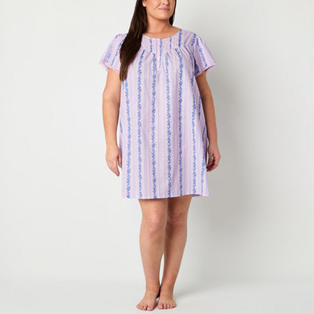 Adonna Womens Crew Neck Short Sleeve Plus Nightgown, 2x, Purple