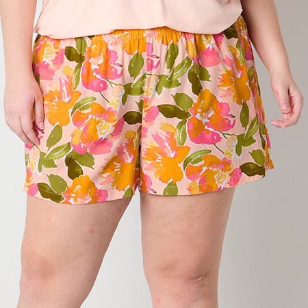 Sleep Chic Womens Plus Pajama Shorts, 1x, Pink
