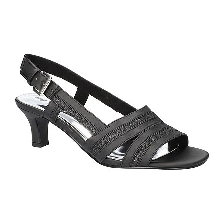 Easy Street Womens Meghan Heeled Sandals, 8 Wide, Black