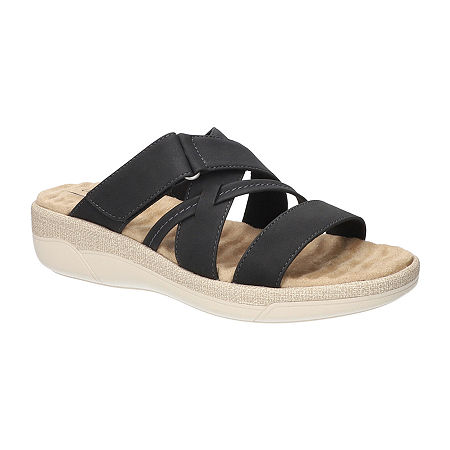 Easy Street Womens Paola Slide Sandals, 8 Wide, Black