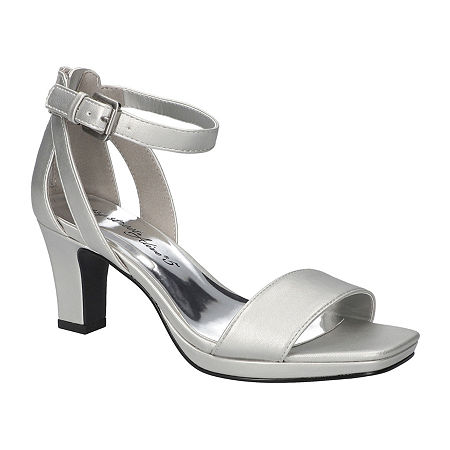 Easy Street Womens Ro Heeled Sandals, 5 Medium, Silver