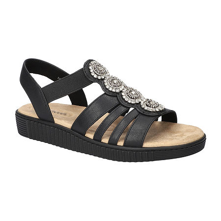 Easy Street Womens Samira Flat Sandals, 10 Medium, Black