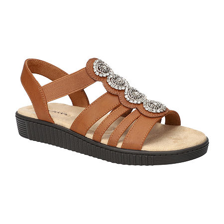 Easy Street Womens Samira Flat Sandals, 11 Medium, Brown