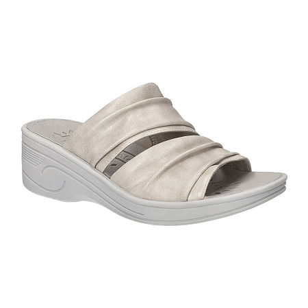 Easy Street Womens Seeker Wedge Sandals, 7 Medium, Silver