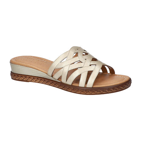 Easy Street Womens Edda Wedge Sandals, 7 Medium, Yellow
