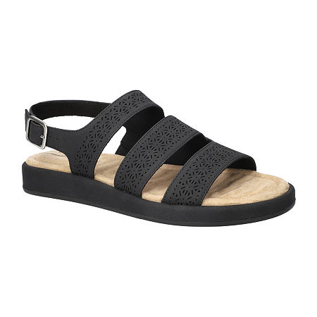 Easy Street Womens Link Strap Sandals, 8 1/2 Medium, Black