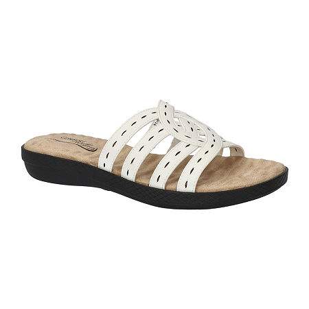 Easy Street Womens Cammie Slide Sandals, 8 Medium, White