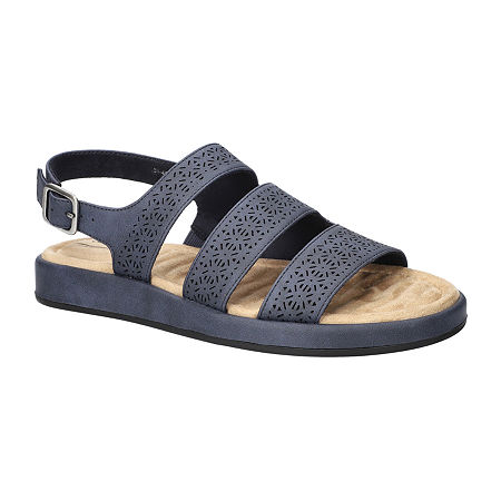 Easy Street Womens Link Strap Sandals, 10 Wide, Blue