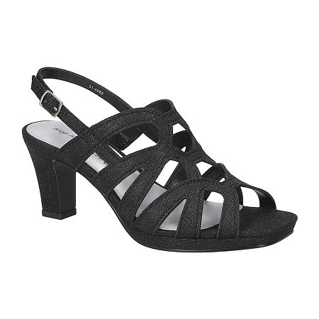 Easy Street Womens Jetty Heeled Sandals, 7 Wide, Black